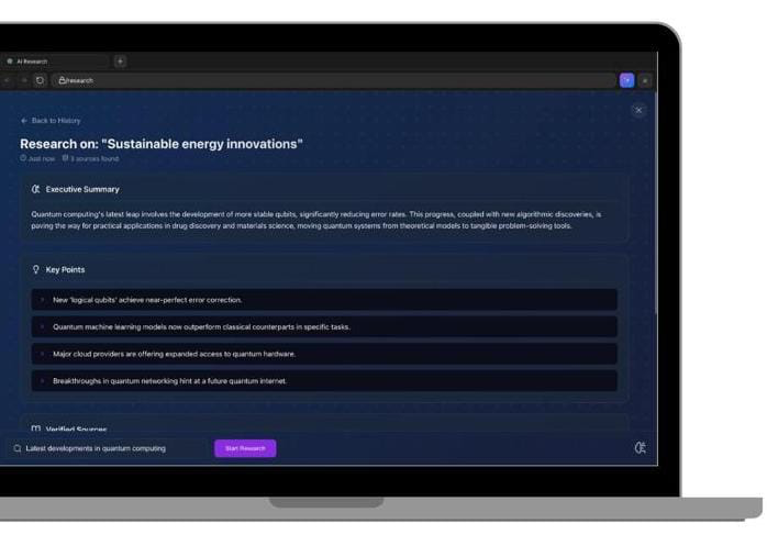 AI Research Panel in VU Browser
