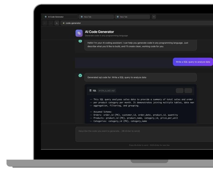 AI Code Generation in VU Browser